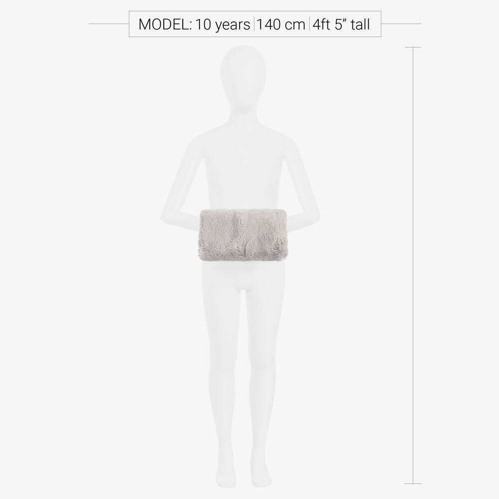 Helen Moore-Girls Grey Faux Fur Hand Muff (25cm) | Childrensalon Outlet