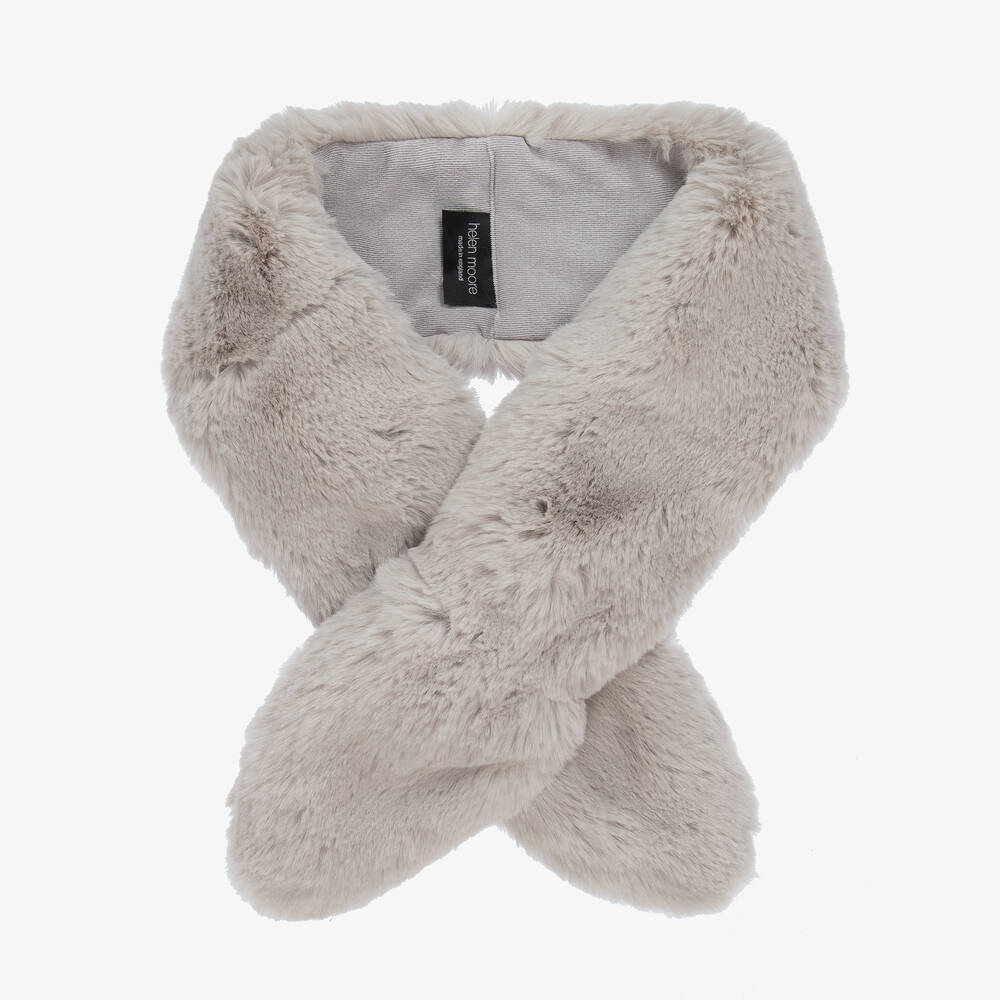 Helen Moore - Girls Grey Faux Fur Scarf | Childrensalon