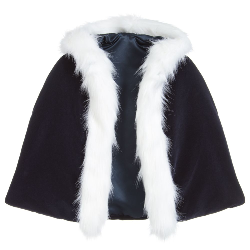 Helen Moore-Синий бархатный кейп для девочек | Childrensalon Outlet