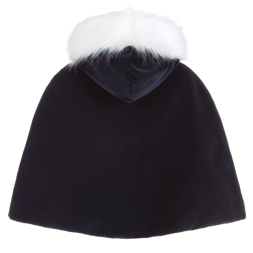 Helen Moore-Синий бархатный кейп для девочек | Childrensalon Outlet