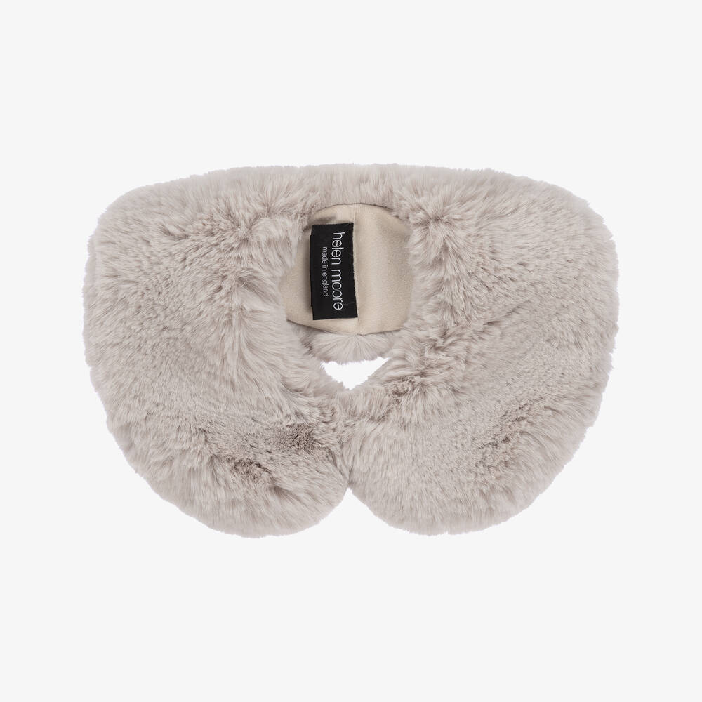 Helen Moore - Girls Pale Grey Faux Fur Collar | Childrensalon