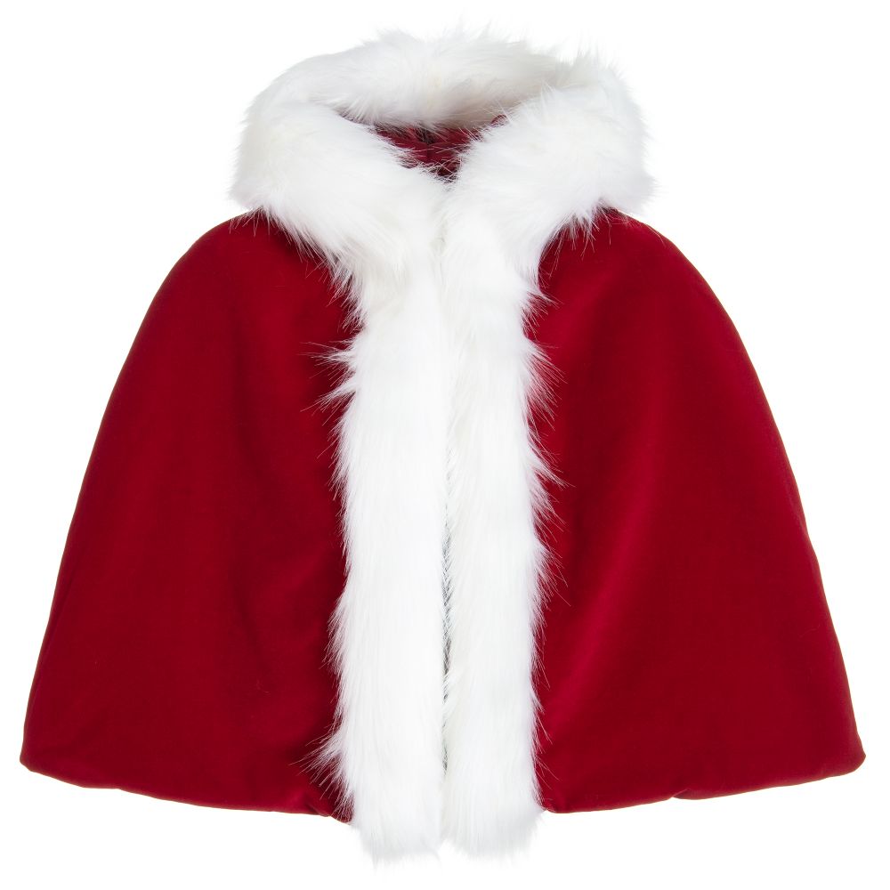 Red cape with fur trim top