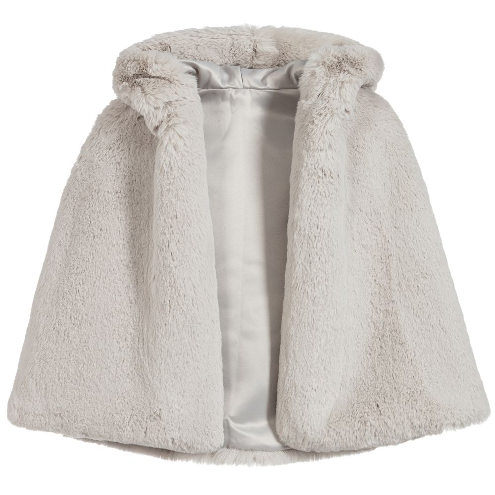 Helen Moore-Grey Faux Fur Hooded Cape | Childrensalon Outlet