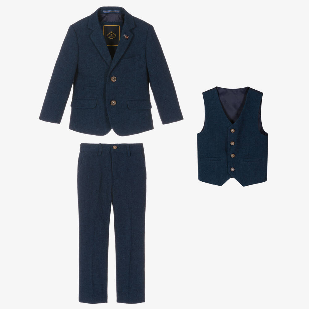 House of Cavani-Boys Navy Tweed Orson Ensemble | Childrensalon Outlet