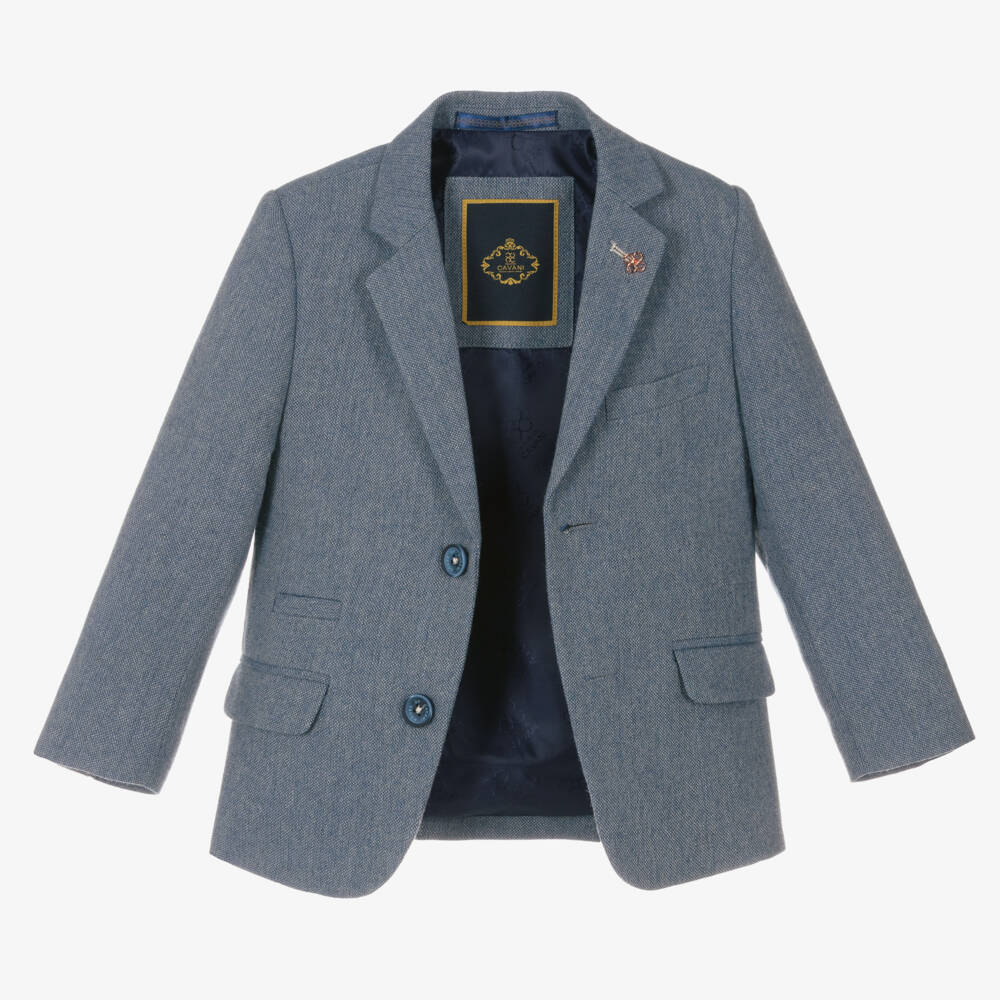 House of Cavani-Boys Pale Blue Tweed Ensemble | Childrensalon Outlet