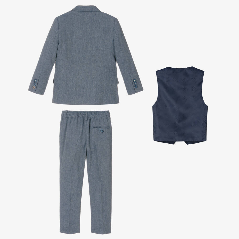 House of Cavani-Boys Pale Blue Tweed Ensemble | Childrensalon Outlet