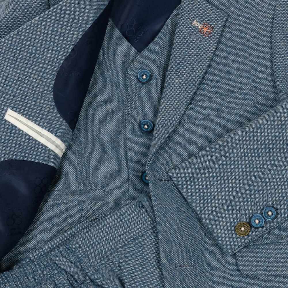 House of Cavani-Boys Pale Blue Tweed Ensemble | Childrensalon Outlet