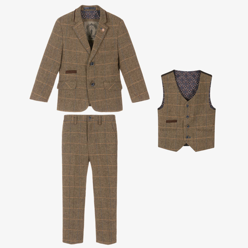 House of Cavani-Boys Rustic Tweed Three-Piece Ensemble | Childrensalon Outlet