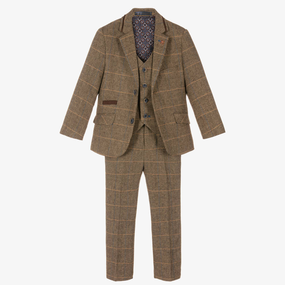 House of Cavani-Boys Rustic Tweed Three-Piece Ensemble | Childrensalon Outlet