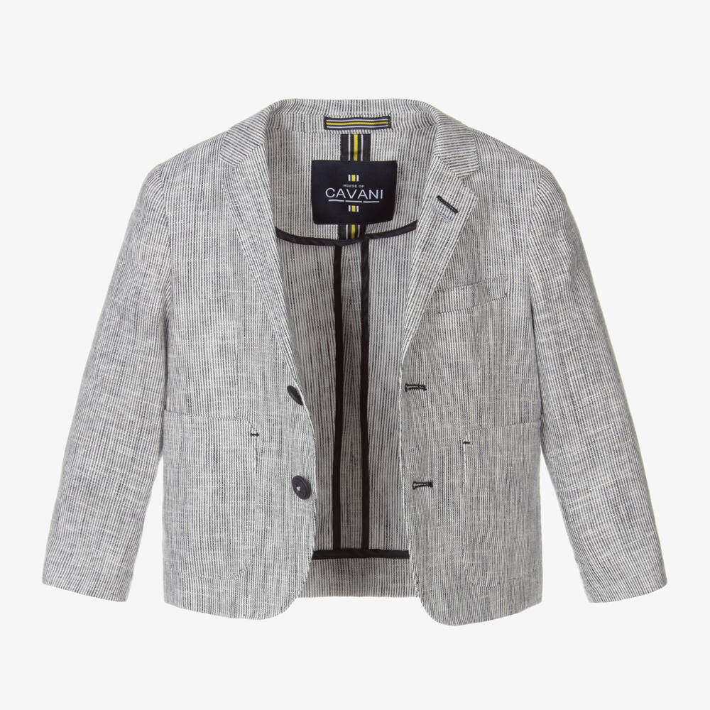House of Cavani-Boys Smart Grey Stripe Jacket | Childrensalon Outlet