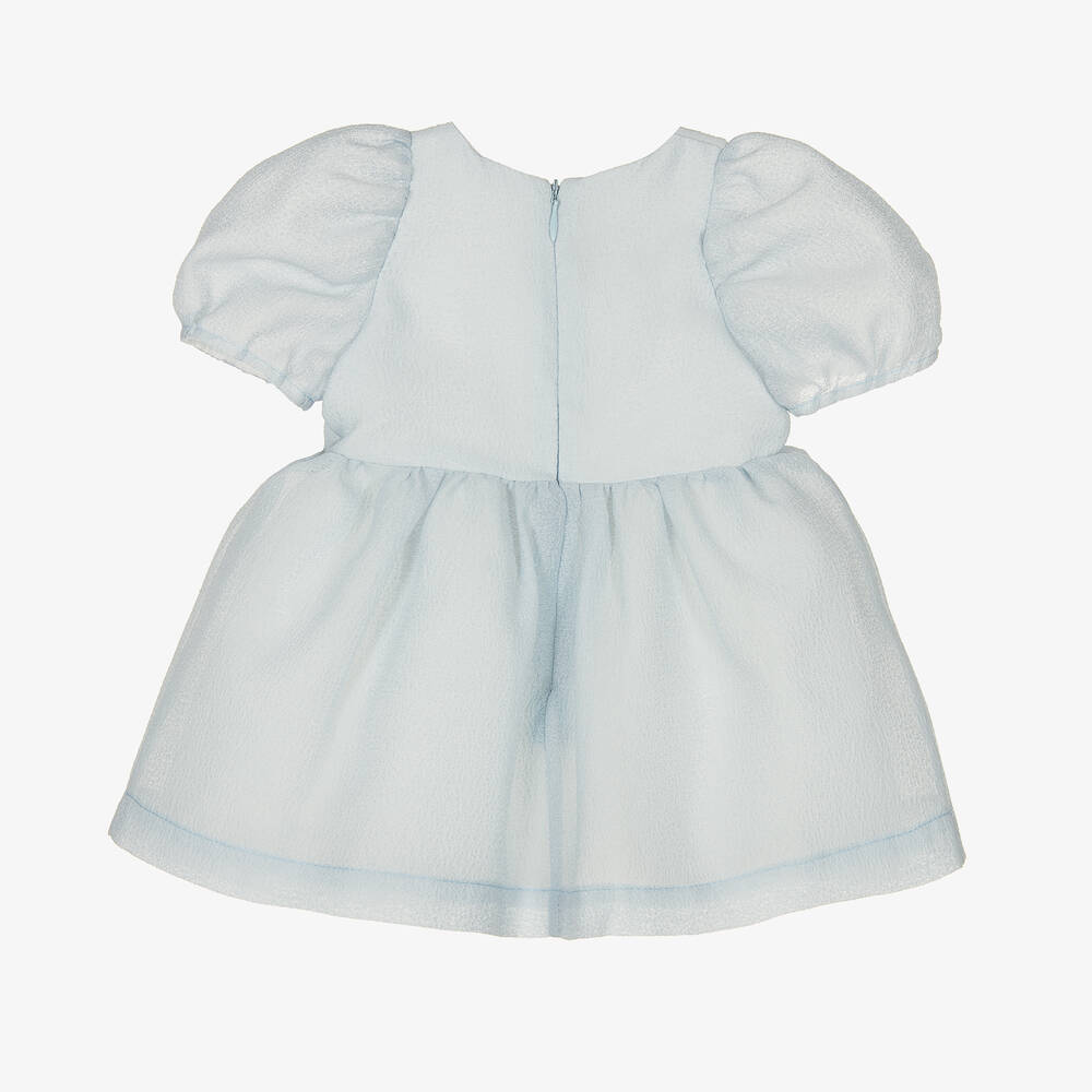 Hucklebones London-Голубое платье из креп-органзы | Childrensalon Outlet