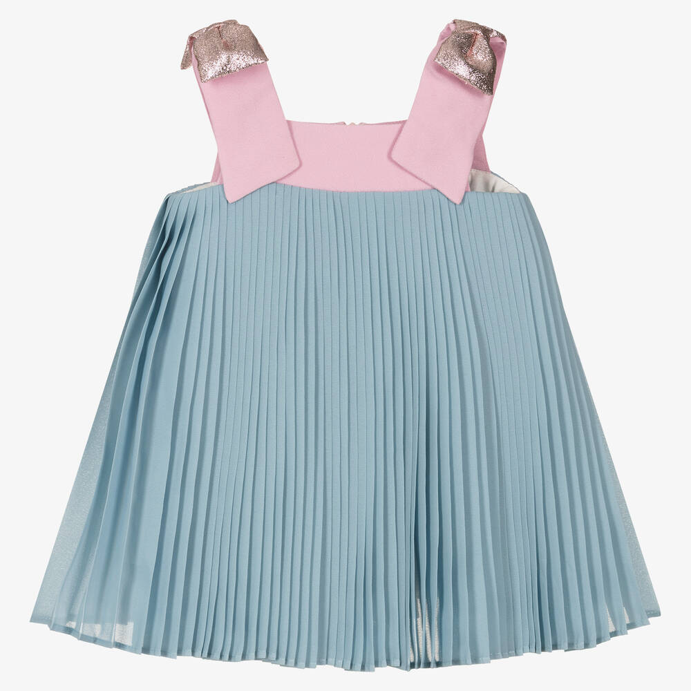 Hucklebones London - Голубое плиссированное платье из шифона | Childrensalon