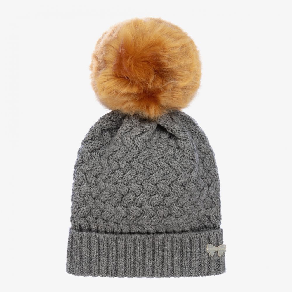 Hucklebones London - Baby Girls Grey Wool Hat | Childrensalon