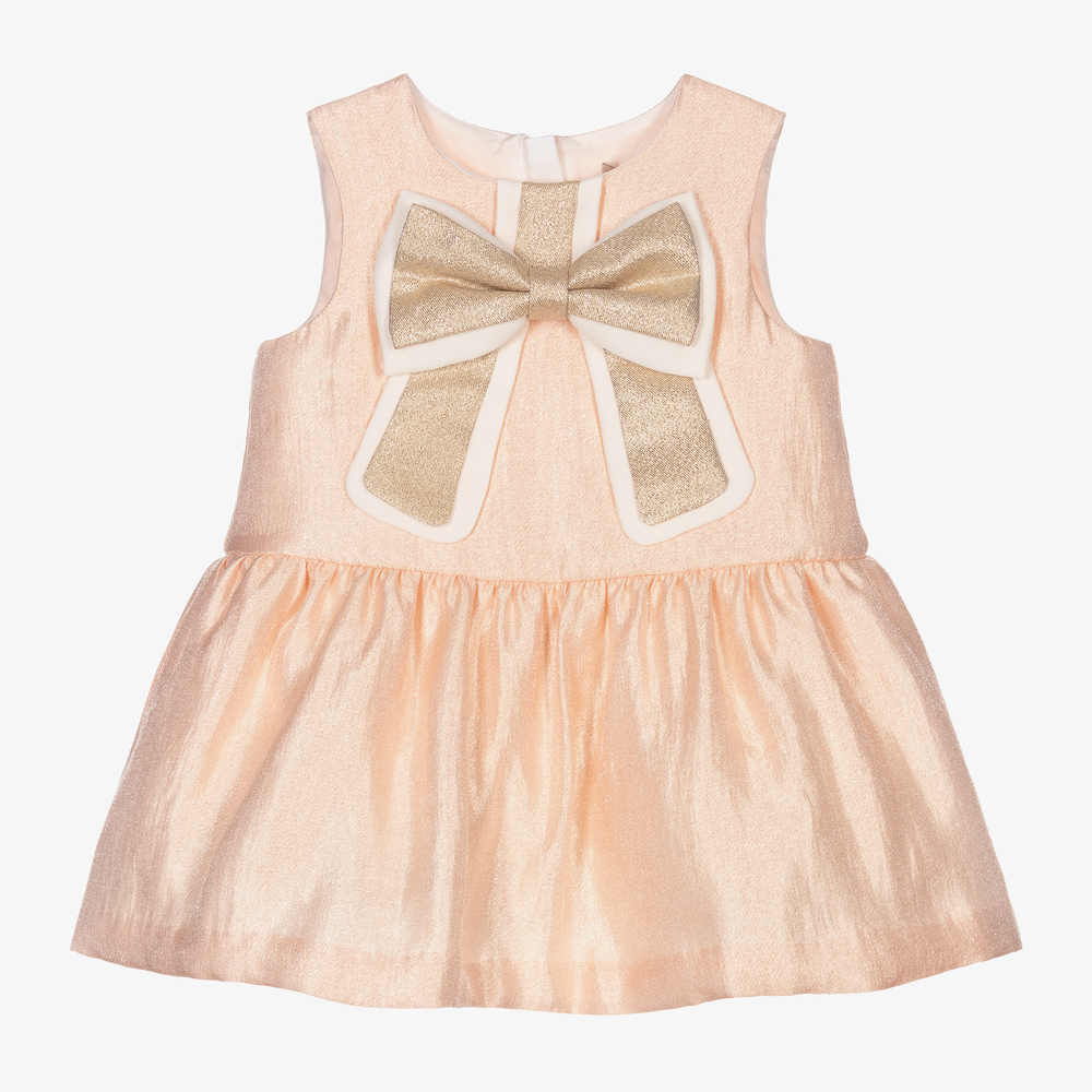 Hucklebones London - طقم فستان فيسكوز لون زهري باهت للمولودات | Childrensalon
