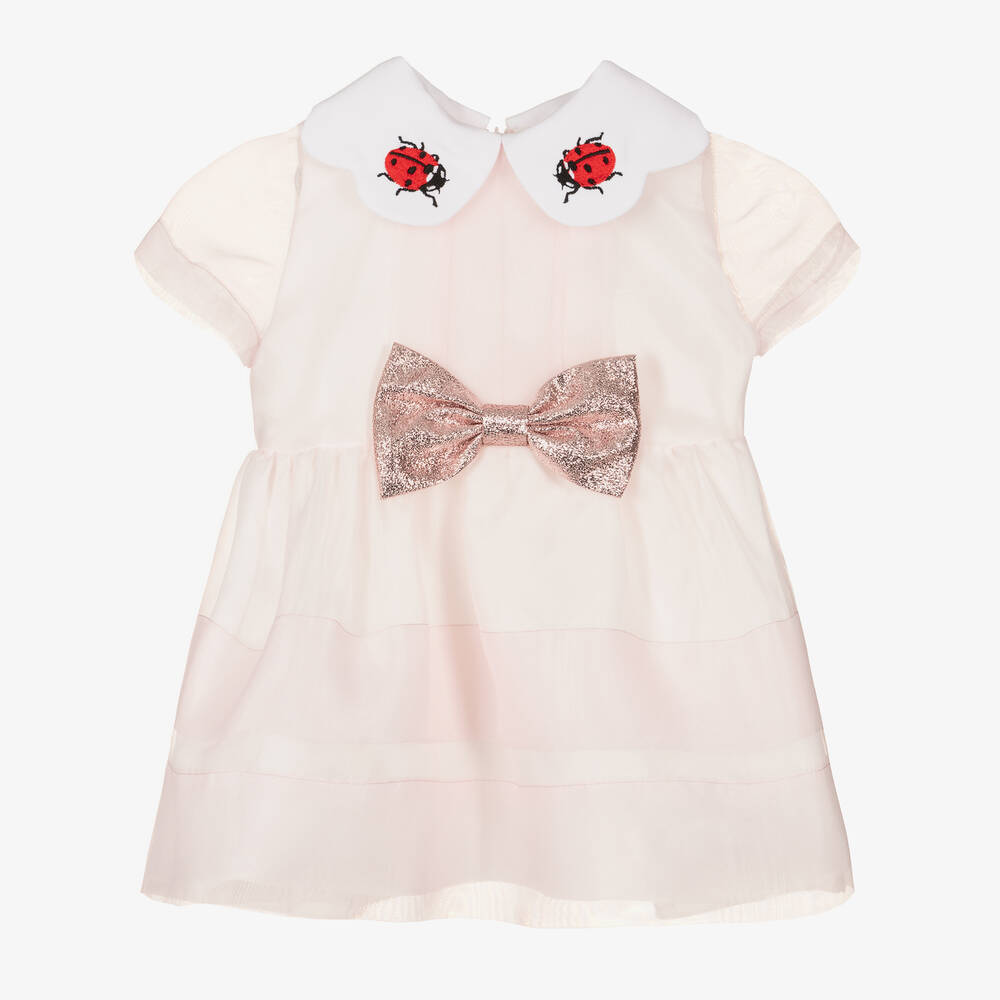 Hucklebones London-Розовое платье из органзы с божьими коровками | Childrensalon Outlet