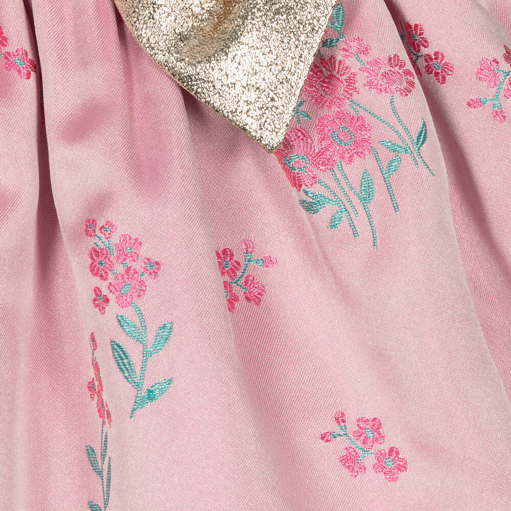 Hucklebones London-Розовое жаккардовое платье из атласа | Childrensalon Outlet