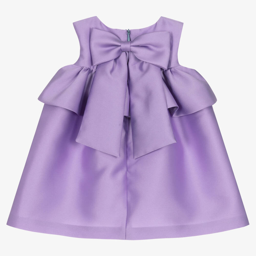 Hucklebones London-Фиолетовое атласное платье с оборкой | Childrensalon Outlet