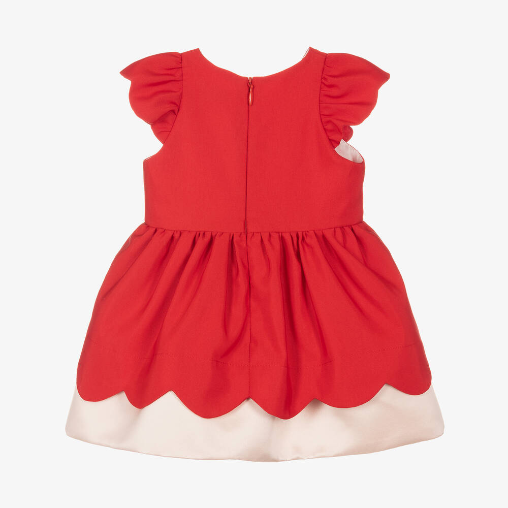 Hucklebones London-فستان قطن تويل لون أحمر للمولودات | Childrensalon Outlet