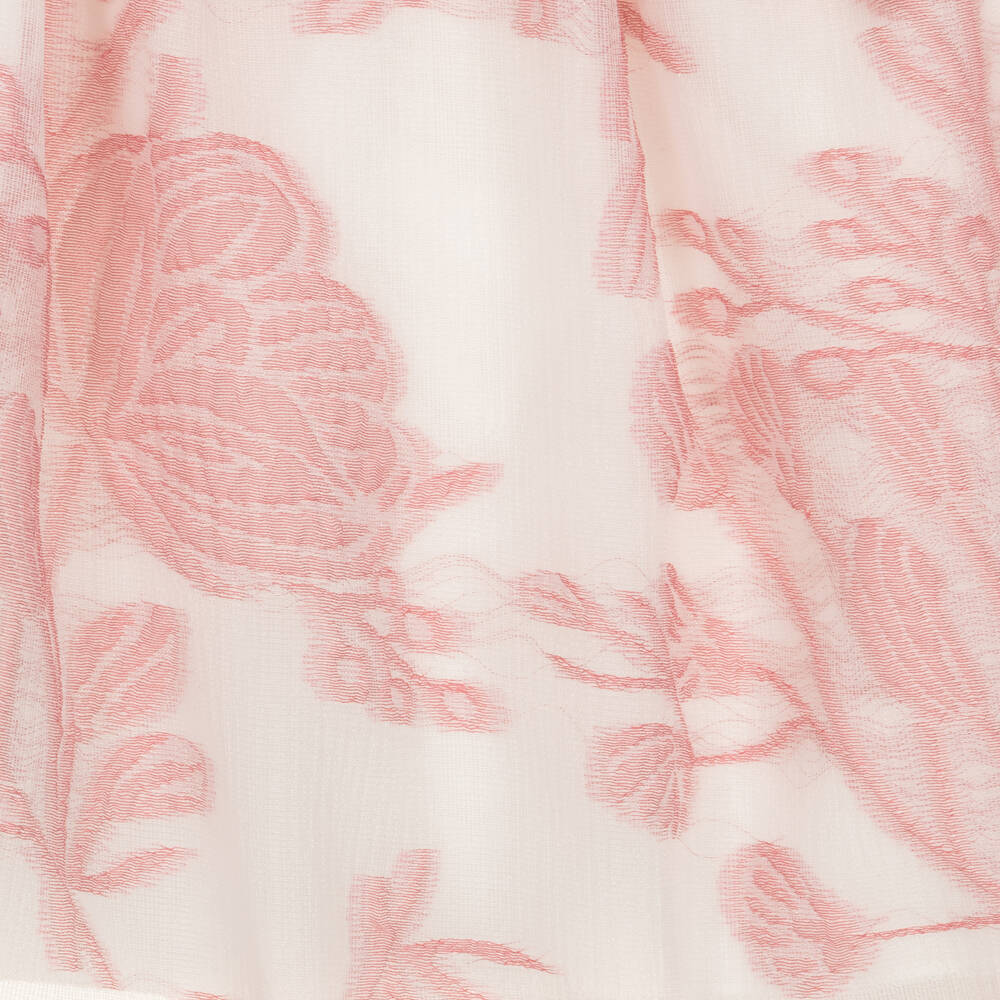 هاكل بونز لندن-فستان أطفال بناتي أورغانزا لون أبيض وزهري | Childrensalon Outlet