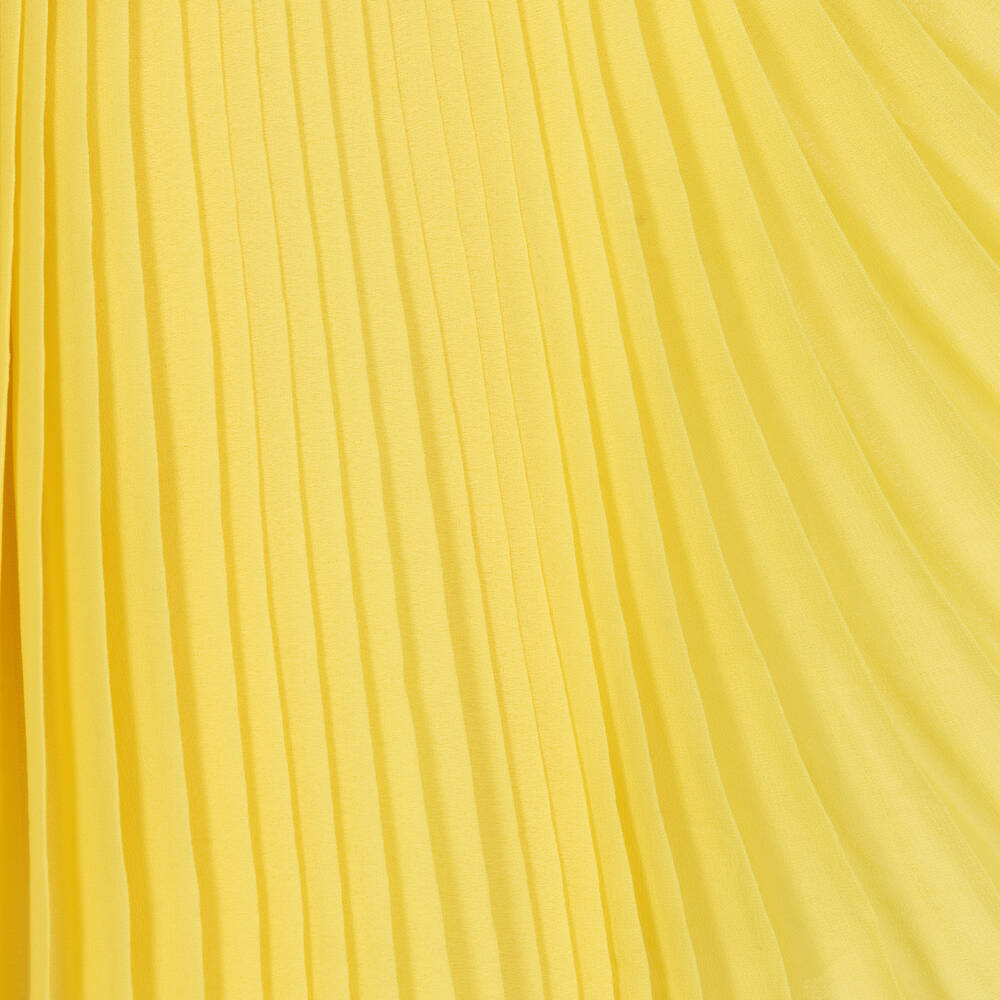 Hucklebones London-Baby Girls Yellow Pleated Chiffon Dress | Childrensalon Outlet