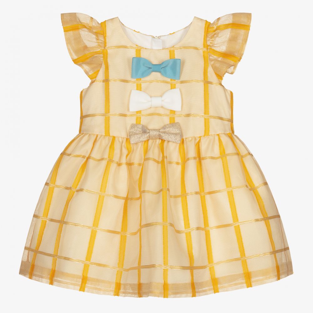 Hucklebones London - Желтое платье из органзы и трусики для малышей | Childrensalon