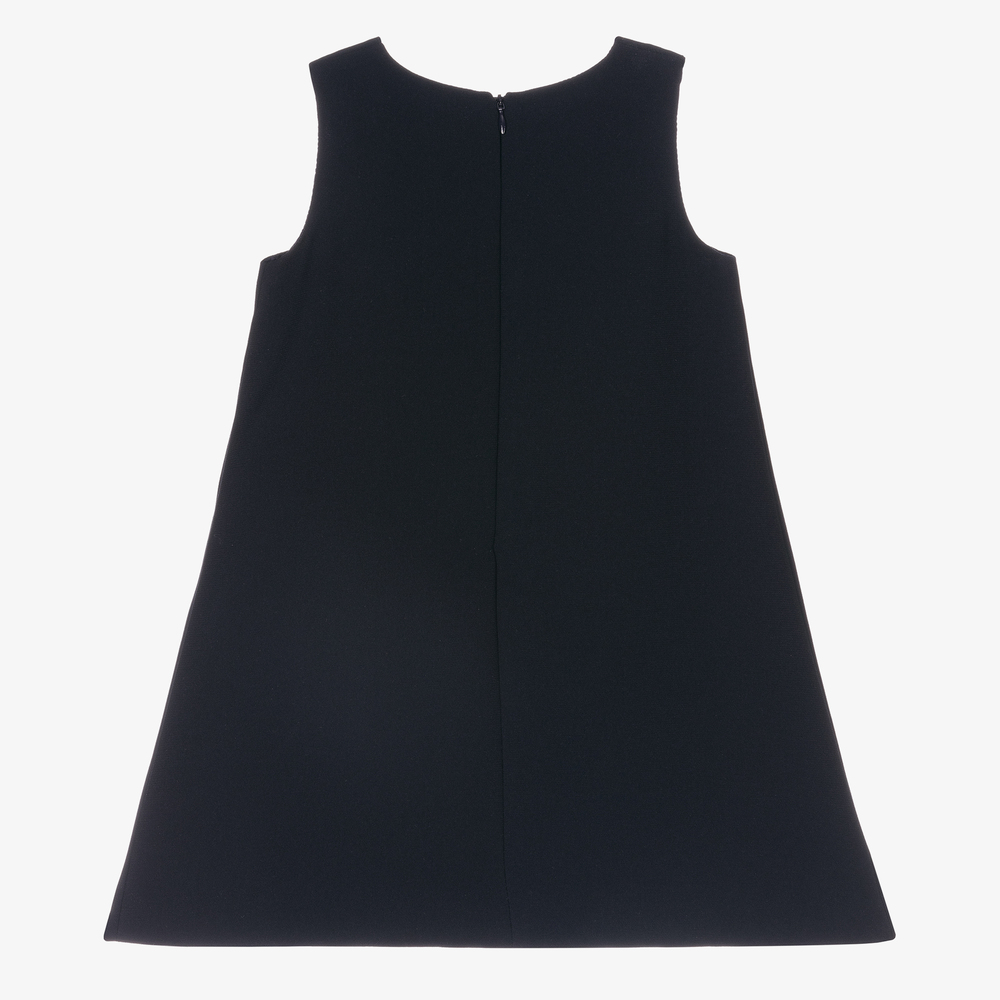 Hucklebones London-Blue Crêpe Dress with Gold Bow | Childrensalon Outlet