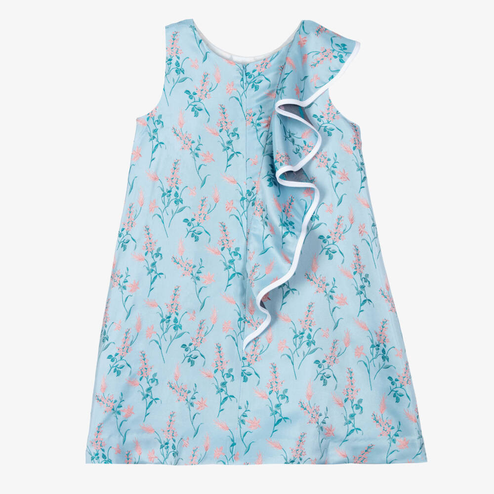 Hucklebones London-Blue Floral Jacquard Dress | Childrensalon Outlet