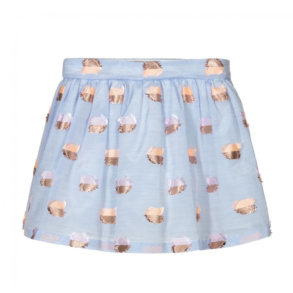 Hucklebones London - Blue Jacquard Floral Skirt | Childrensalon
