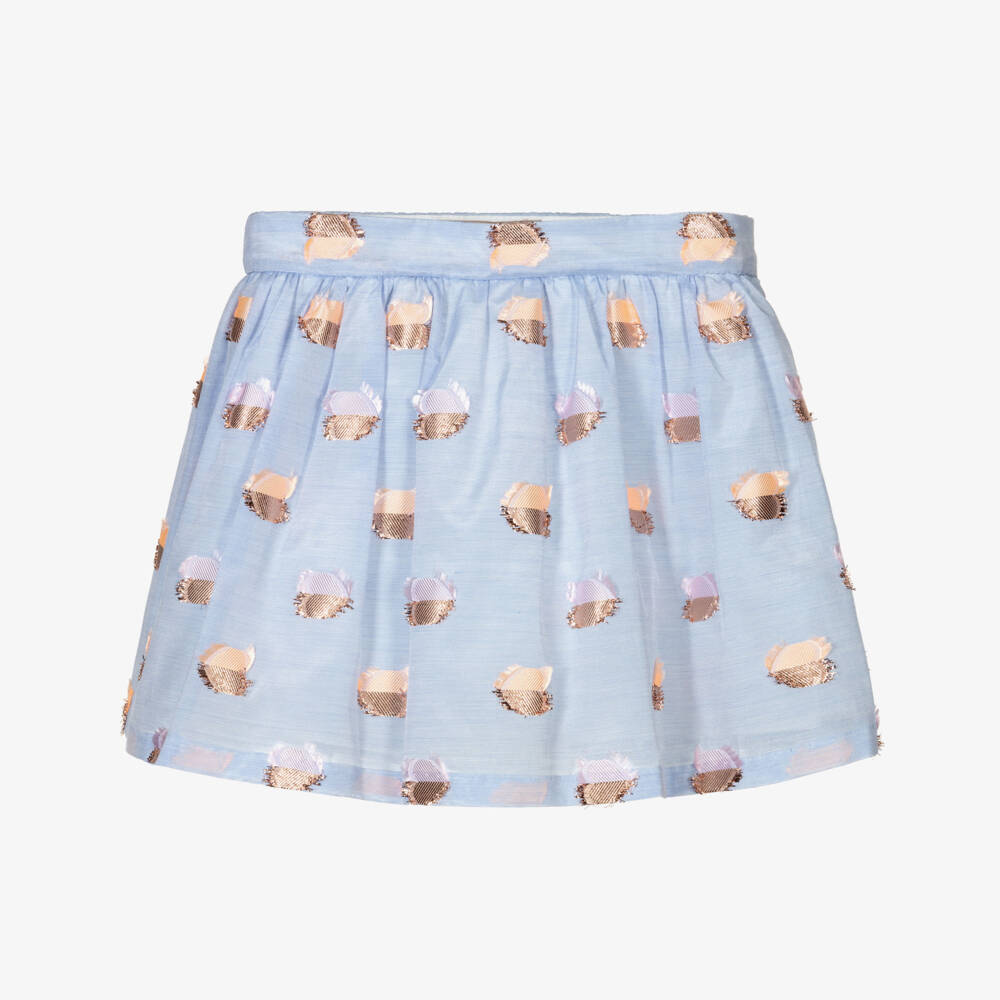 Hucklebones London-Blue Jacquard Floral Skirt | Childrensalon Outlet