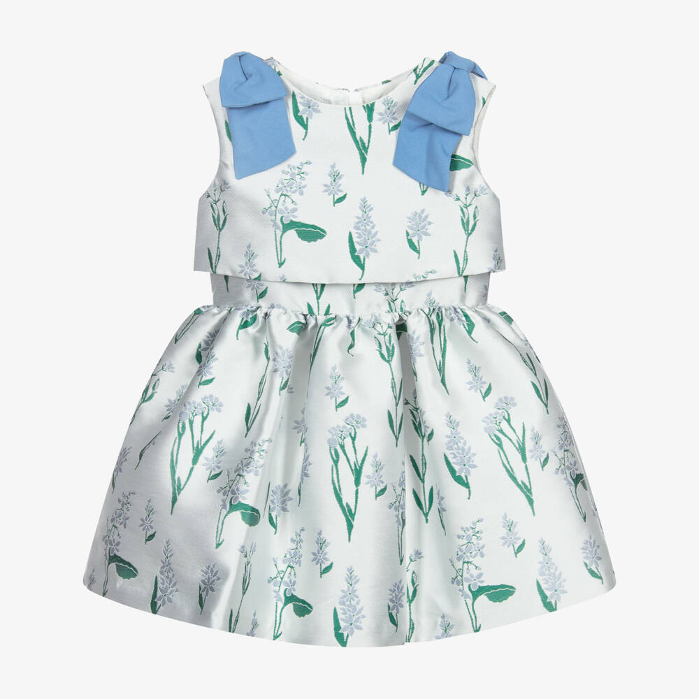 Hucklebones London-Blue Jacquard Party Dress | Childrensalon Outlet