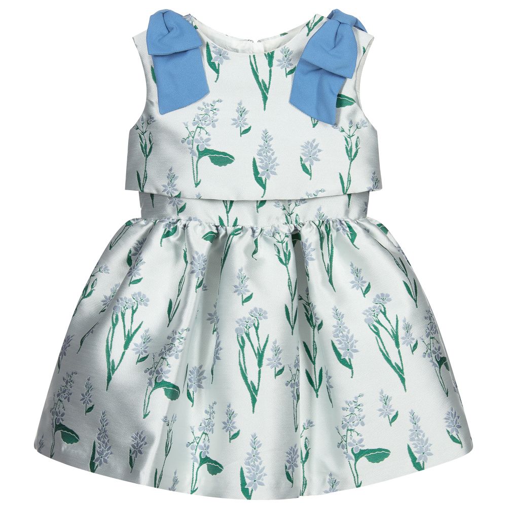 Hucklebones London - Blue Jacquard Party Dress | Childrensalon