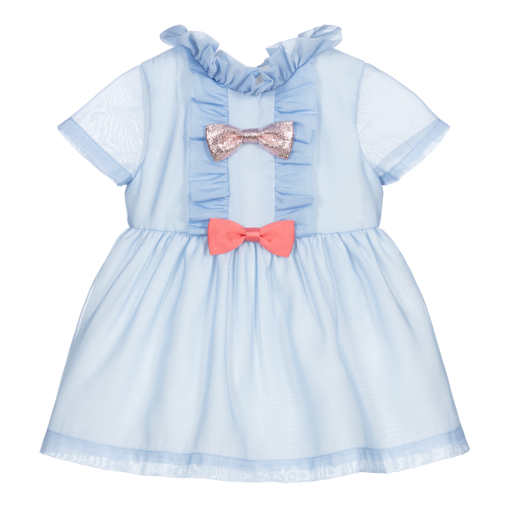 Hucklebones London - Blue Organza Baby Dress Set  | Childrensalon
