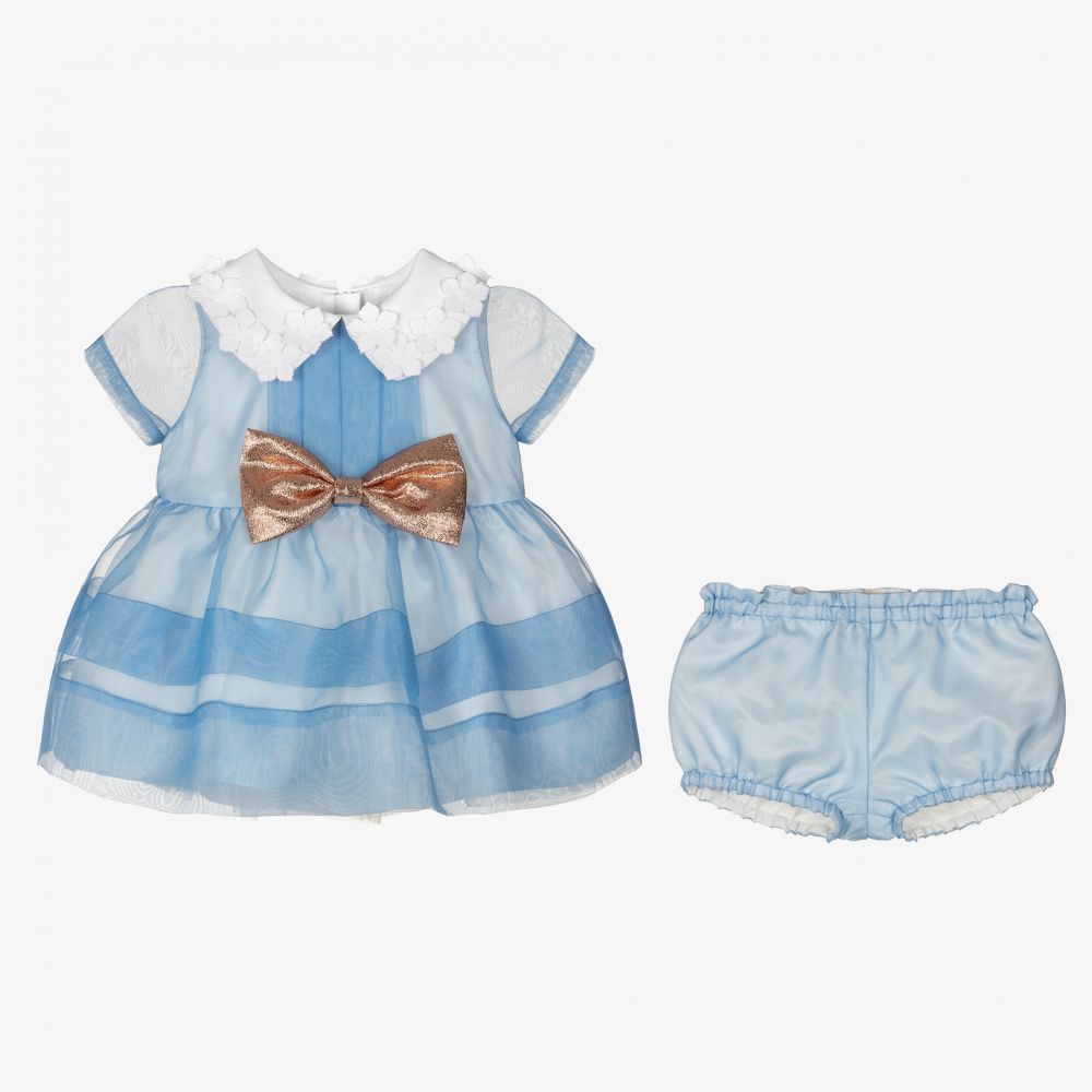 Hucklebones London-Голубое платье из органзы и трусики | Childrensalon Outlet