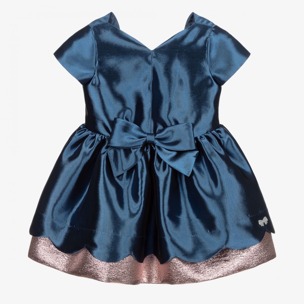 Hucklebones London - Kleid mit Muschelrand in Blau und Rosa | Childrensalon
