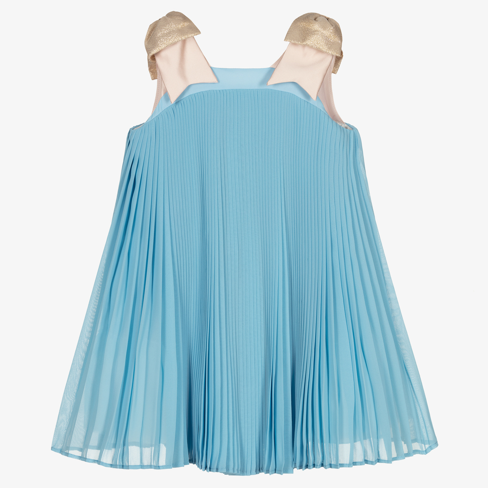 Hucklebones London - Голубое плиссированное шифоновое платье | Childrensalon