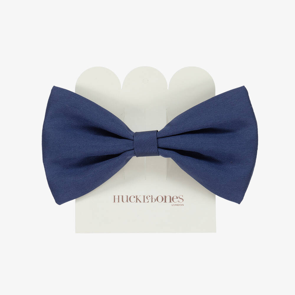 Hucklebones London-Blue Satin Bow Hairclip (12cm) | Childrensalon Outlet