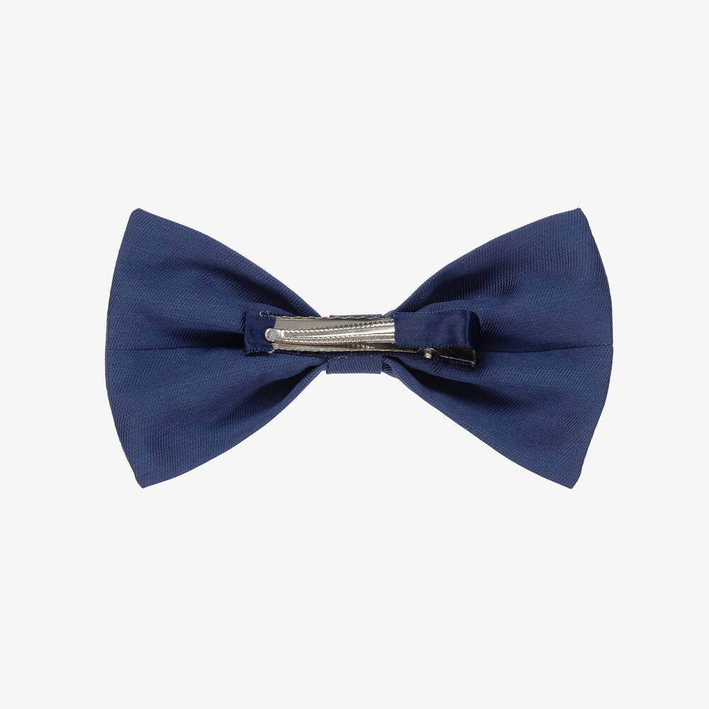 Hucklebones London-Blue Satin Bow Hairclip (12cm) | Childrensalon Outlet
