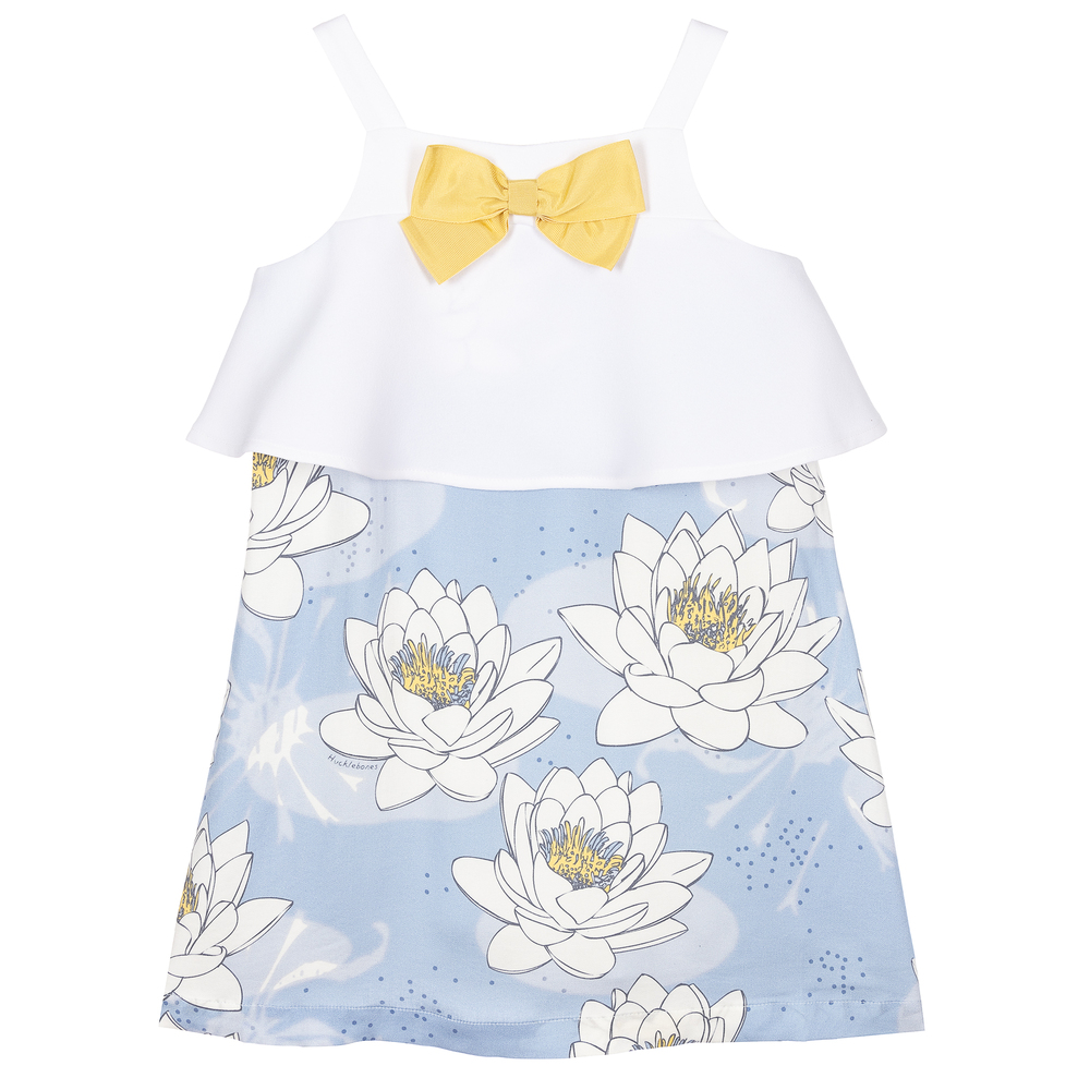 Hucklebones London-Blue & White Viscose Dress | Childrensalon Outlet
