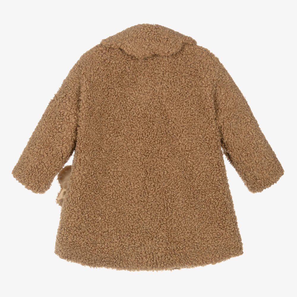 Hucklebones London-Girls Beige Bouclé Pocket Coat | Childrensalon Outlet