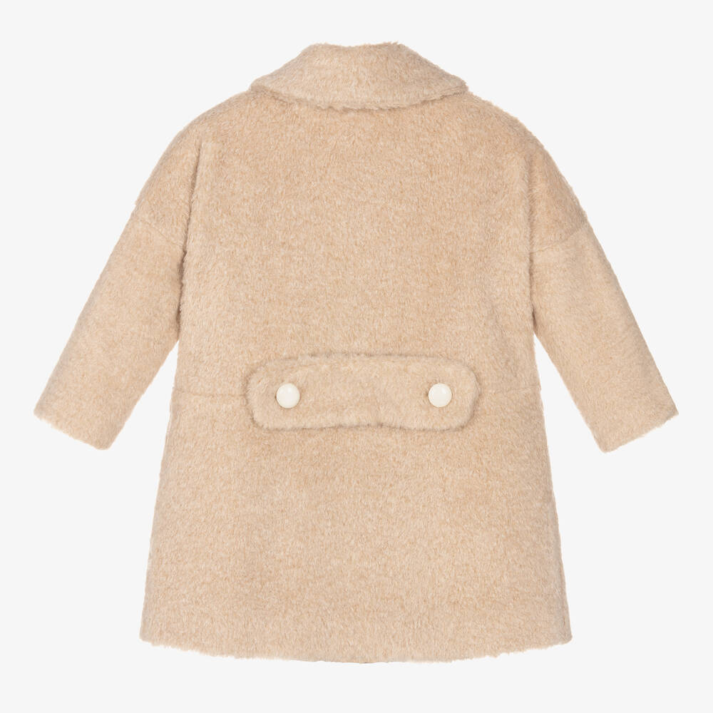 Hucklebones London-Бежевое пальто из плюшевого флиса для девочек | Childrensalon Outlet