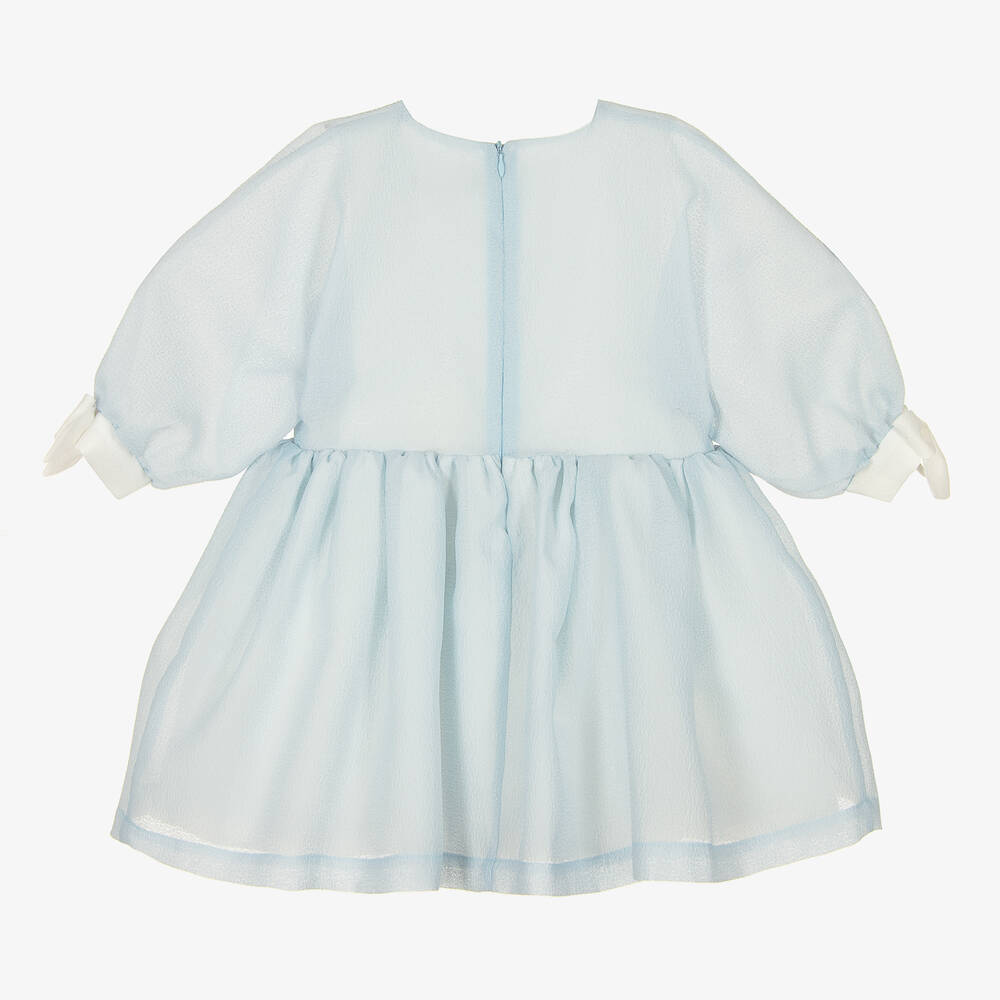 Hucklebones London-Голубое платье из креп-органзы | Childrensalon Outlet