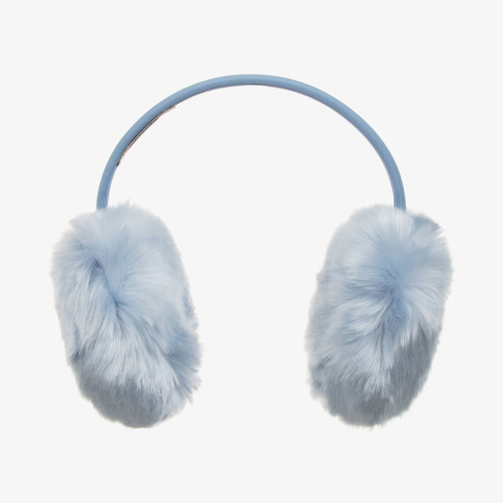 Hucklebones London - Girls Blue Faux Fur Earmuffs | Childrensalon