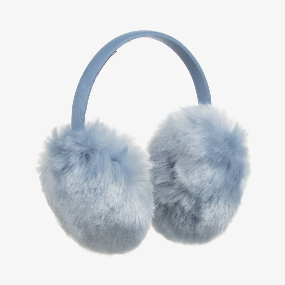 Hucklebones London-Girls Blue Faux Fur Earmuffs | Childrensalon Outlet