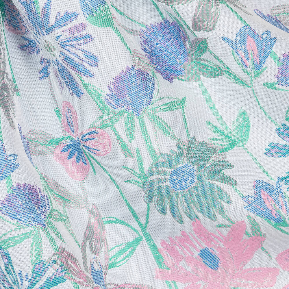 Hucklebones London-Голубое жаккардовое платье с цветочным узором | Childrensalon Outlet