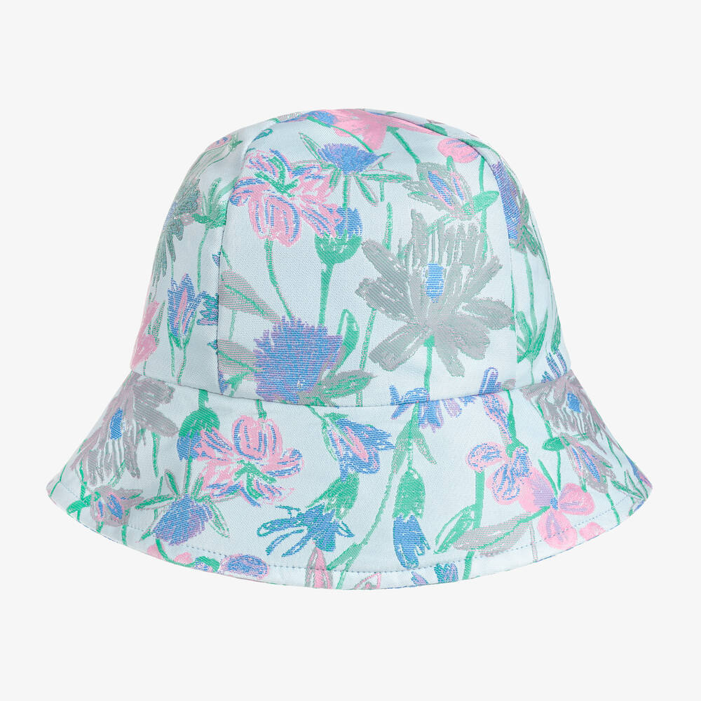 Hucklebones London - Girls Blue Floral Sun Hat | Childrensalon