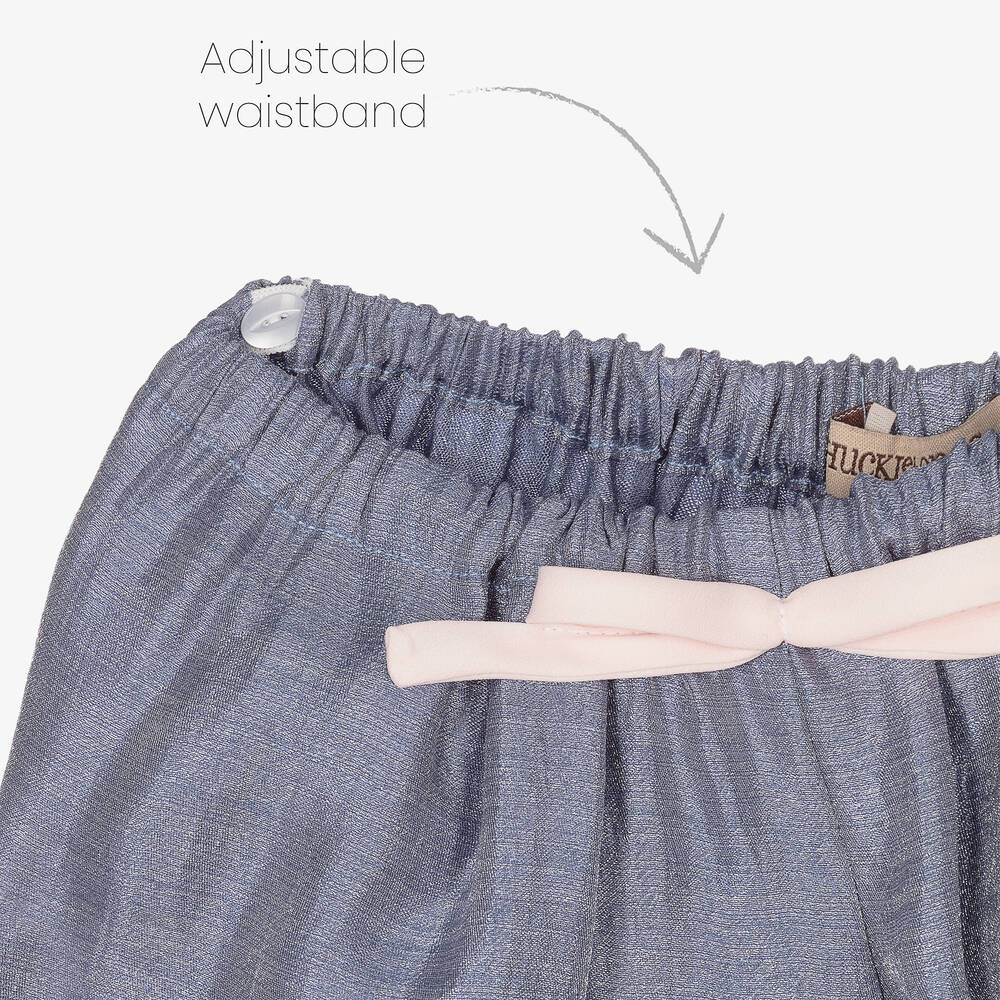 Hucklebones London-بنطلون لاميه لون أزرق للبنات | Childrensalon Outlet