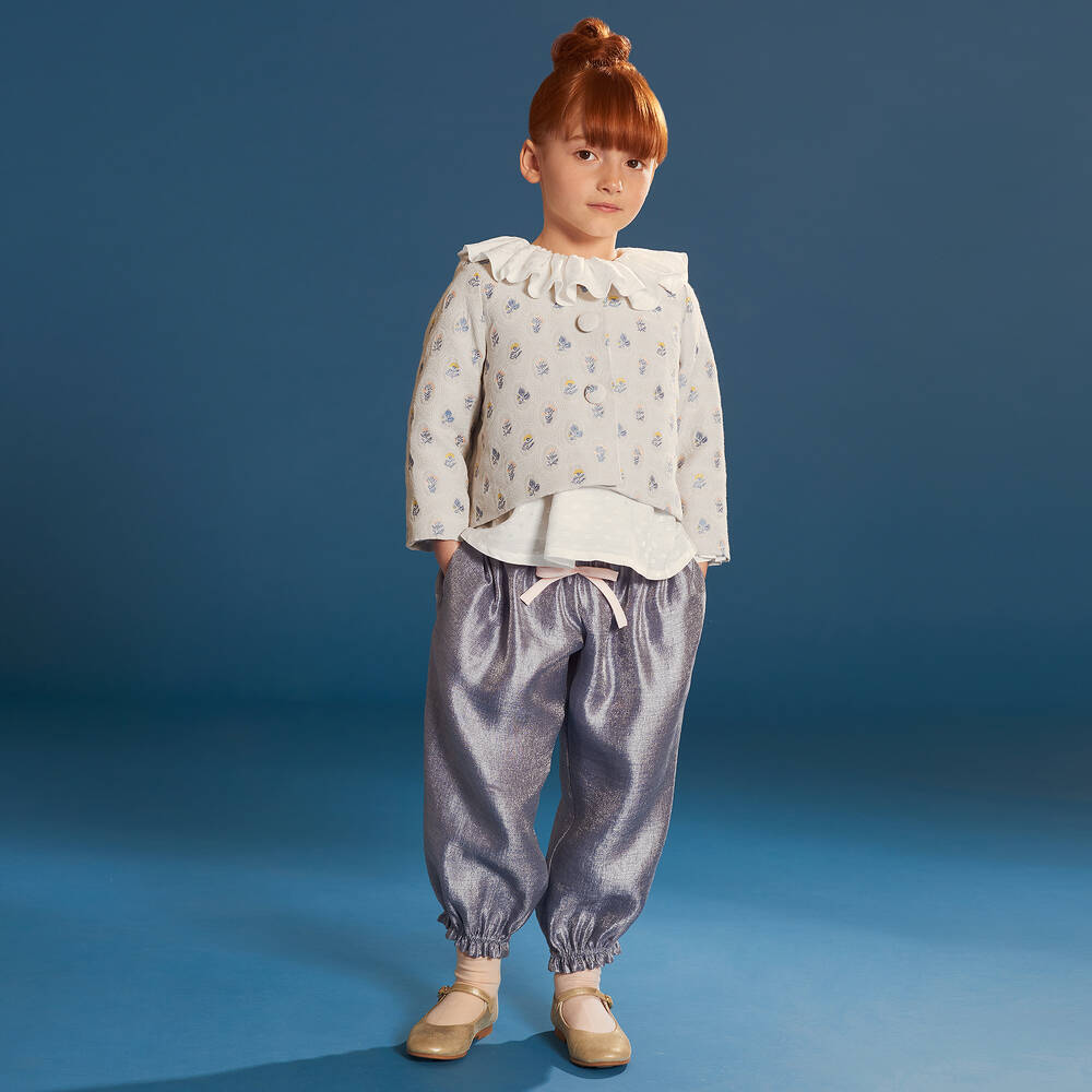 Hucklebones London-بنطلون لاميه لون أزرق للبنات | Childrensalon Outlet