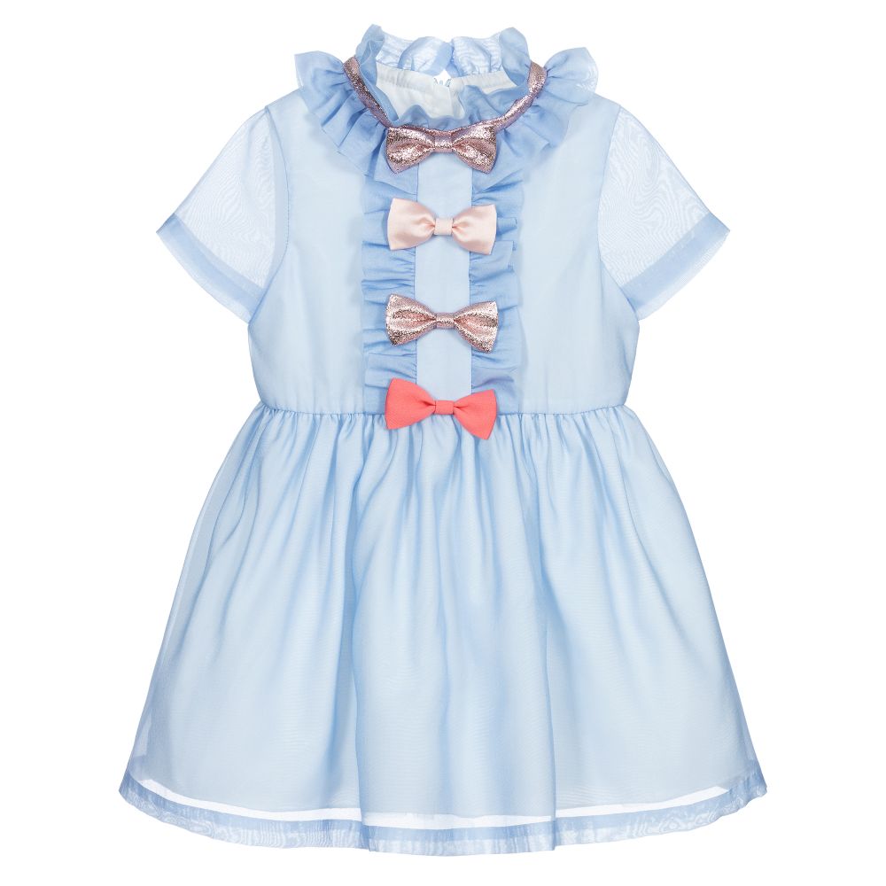 Hucklebones London - Голубое платье из органзы для девочек | Childrensalon