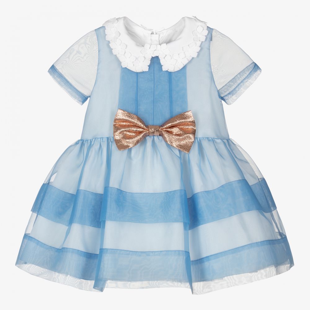 Hucklebones London-Girls Blue Organza Dress | Childrensalon Outlet