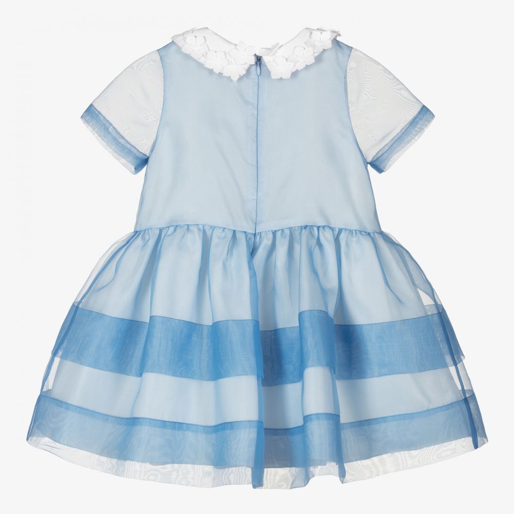Hucklebones London-Girls Blue Organza Dress | Childrensalon Outlet